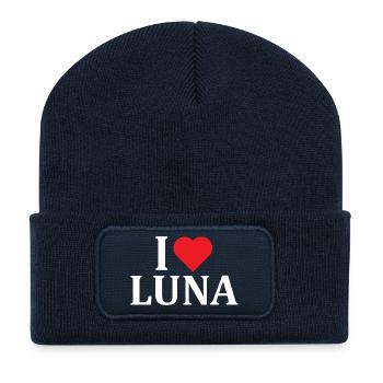 name t-shirt I love Luna t-shirt gift idea - Recycled Patch Beanie - french navy - Front