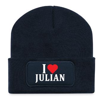 name t-shirt I love Julian t-shirt gift idea - Recycled Patch Beanie - french navy - Front