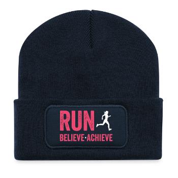 Marathon - Courir. Croire. Accomplir. - Beanie recyclé à patch - bleu marine - Devant