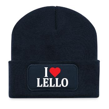 T-Shirt Name I love Lello T-Shirt Geschenkidee - Recycelte Patch Beanie - French Navy - Vorne