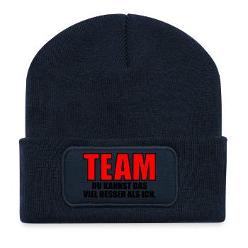 AUSREDEN SPRÜCHE - FAUL SEIN KOMPLIMENTE - Recycelte Patch Beanie - French Navy - Vorne