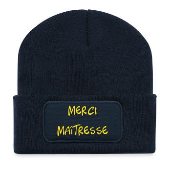 MAÎTRESSE. MERCI. MERCI MAÎTRESSE - Beanie recyclé à patch - bleu marine - Devant