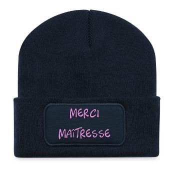 MAÎTRESSE. MERCI. MERCI MAÎTRESSE. CADEAU - Beanie recyclé à patch - bleu marine - Devant