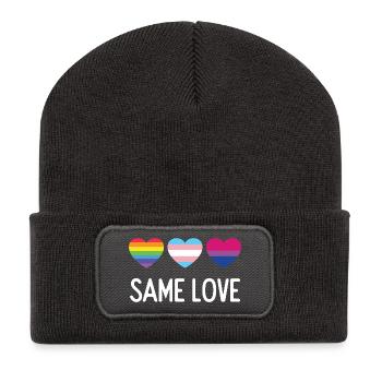 Pride Month LGBTQ - Gleiche Liebe - Recycelte Patch Beanie - Dunkelgrau - Vorne