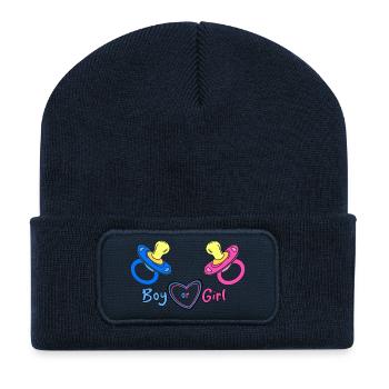 Boy or Girl Herzdesign Babyprint - Recycelte Patch Beanie - French Navy - Vorne
