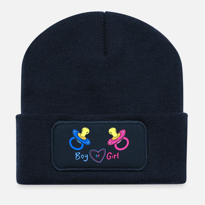 Boy or Girl Herzdesign Babyprint - Recycelte Patch Beanie - French Navy