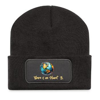 The is no Planet B - Recycelte Patch Beanie - Dunkelgrau - Vorne
