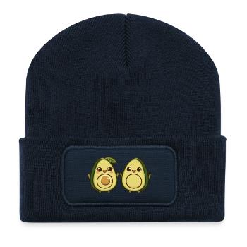 Animiertes niedliches Avocado-Duo - Recycelte Patch Beanie - French Navy - Vorne