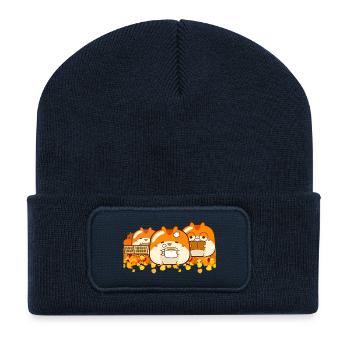 Herbst Hamster süße Kawaii Nagetiere mit Kürbis - Recycelte Patch Beanie - French Navy - Vorne