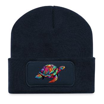 Sea turtle - Recycled Patch Beanie - french navy - Front