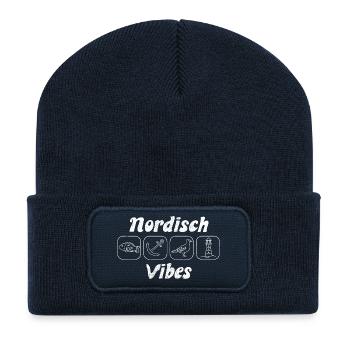 Nordisch Vibes - Nordsee - Ostsee - Recycelte Patch Beanie - French Navy - Vorne