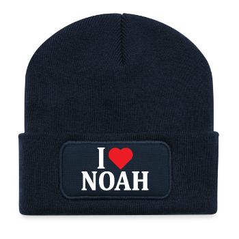 t-shirt I love Noah t-shirt gift idea - Recycled Patch Beanie - french navy - Front