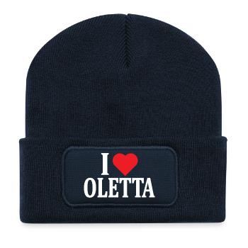 T-Shirt I love Oletta T-Shirt Geschenkidee - Recycelte Patch Beanie - French Navy - Vorne