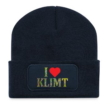 T-Shirt I love Klimt T-Shirt Geschenkidee - Recycelte Patch Beanie - French Navy - Vorne