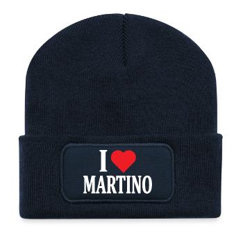 t-shirt j’aime Martino t-shirt idée cadeau - Beanie recyclé à patch - bleu marine - Devant
