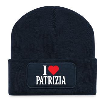 T-Shirt I love Patrizia T-Shirt Geschenkidee - Recycelte Patch Beanie - French Navy - Vorne