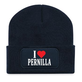 t-shirt j’aime Pernilla t-shirt idée cadeau - Beanie recyclé à patch - bleu marine - Devant