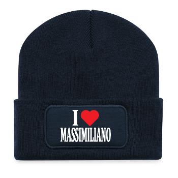 t-shirt I love Massimiliano t-shirt gift idea - Recycled Patch Beanie - french navy - Front