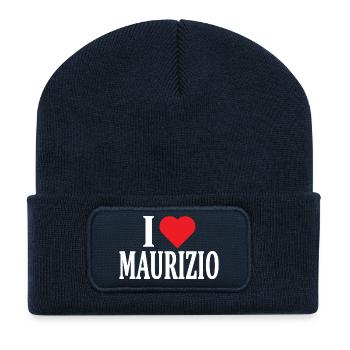t-shirt I love Maurizio t-shirt gift idea - Recycled Patch Beanie - french navy - Front