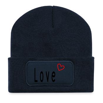 VALENTINSTAG. Junggesellinnenabschied. ICH LIEBE DICH. ICH LIEBE DICH. LIEBE - Recycelte Patch Beanie - French Navy - Vorne