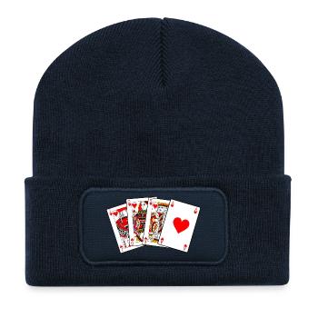 Bube Dame König Ass - Recycelte Patch Beanie - French Navy - Vorne