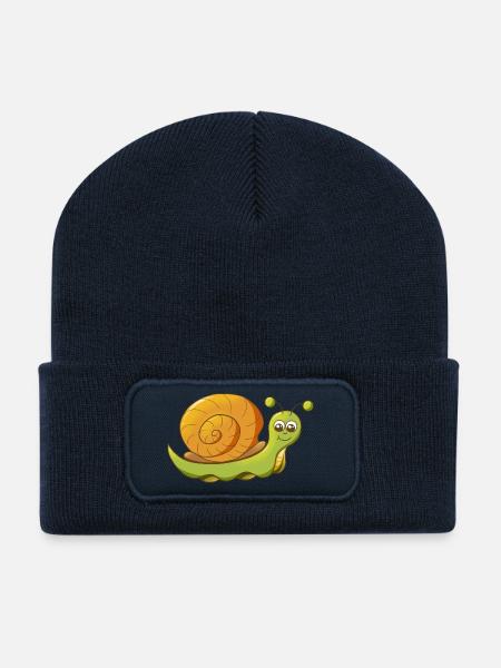niedlich lächelnde Comic Schnecke - Recycelte Patch Beanie - French Navy