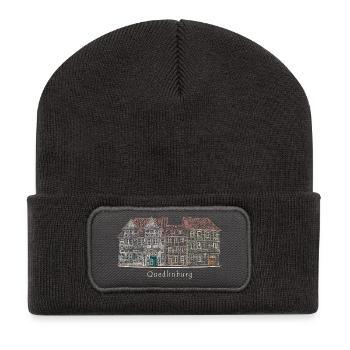 Quedlinburg, ville du patrimoine mondial en Allemagne, dessin - Beanie recyclé à patch - charbon - Devant