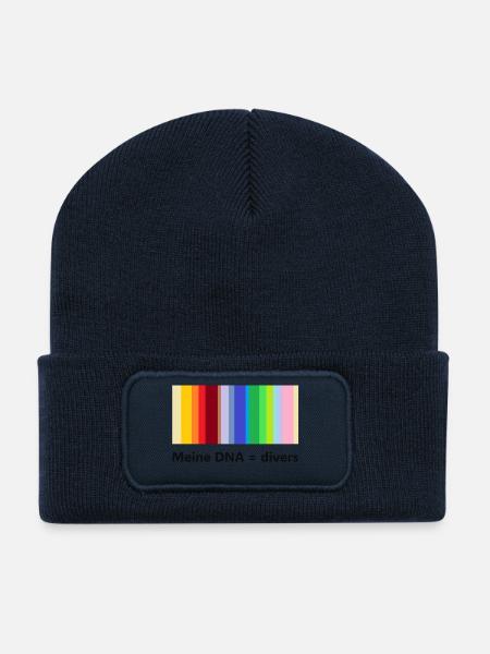 Meine DNA = divers - Recycelte Patch Beanie - French Navy