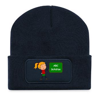 Einschulung ABC Schütze - Recycelte Patch Beanie - French Navy - Vorne