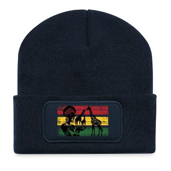 African giraffes in the panorama - Recycled Patch Beanie - french navy - Front