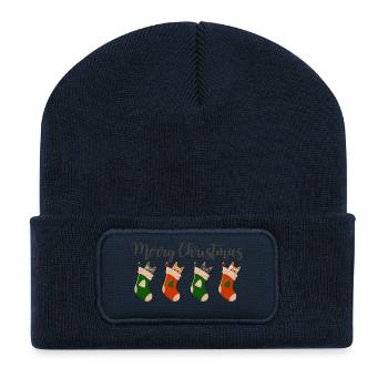 Merry Christmas - Cats for Christmas - Recycled Patch Beanie - french navy - Front