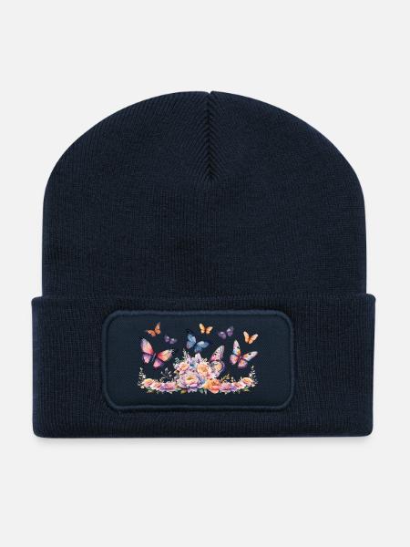 Magic of Butterflies - Art, Colors and Elegance - Recycled Patch Beanie - french navy