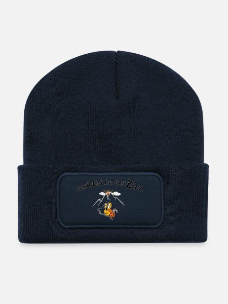 Der Weg ist das Ziel - Wandern - Recycelte Patch Beanie - French Navy