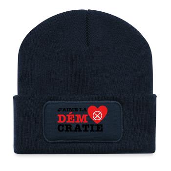 J'aime la démocratie - Recycelte Patch Beanie - French Navy - Vorne