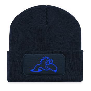 Bird Bottom Hole Funny Goofy Silly Confused Fun - Recycled Patch Beanie - french navy - Front