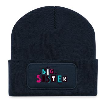 Big Sister - Tenue assortie pour les frères et sœurs - Beanie recyclé à patch - bleu marine - Devant