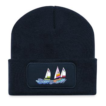 Sailboat - Recycled Patch Beanie - french navy - Front