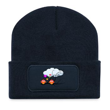 Vogerlliebe rosa rosa - Recycelte Patch Beanie - French Navy - Vorne
