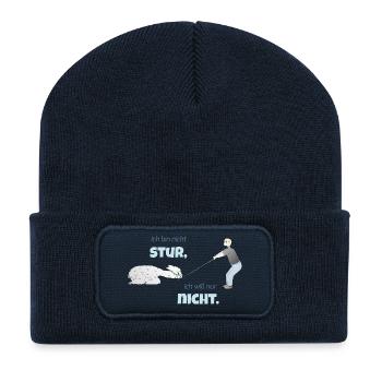 Lustiges Alpaka - Recycelte Patch Beanie - French Navy - Vorne