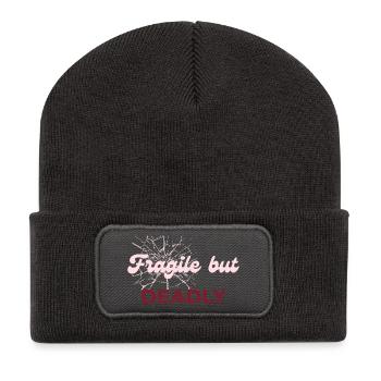 Zerbrechlich, aber tödlich – Soft Girl x Dark Romance - Recycelte Patch Beanie - Dunkelgrau - Vorne