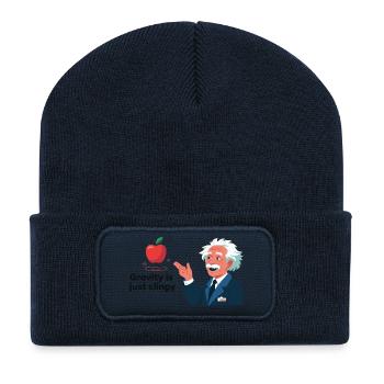 Fun physics design – Gravity is just clingy - Recycled Patch Beanie - french navy - Front