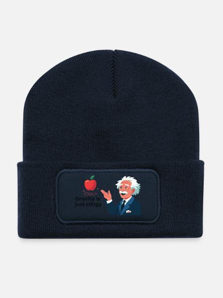 Lustiges Physik-Design – Gravity is just clingy - Recycelte Patch Beanie - French Navy