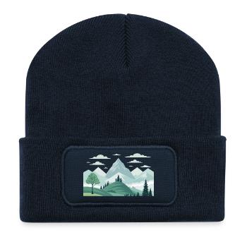 Montagnes - Beanie recyclé à patch - bleu marine - Devant