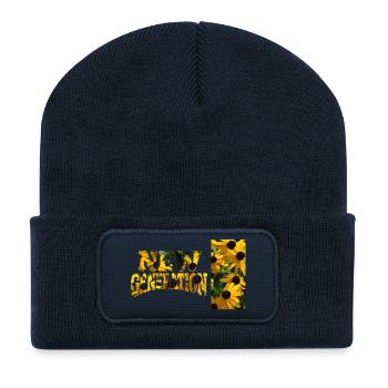 New Birth Sunflower Drawings - Recycled Patch Beanie - french navy - Front
