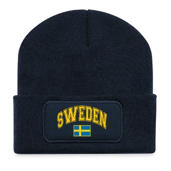 Drapeau de la Suède - Beanie recyclé à patch - bleu marine - Devant
