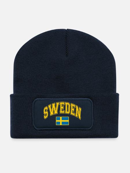 Schweden Flagge - Recycelte Patch Beanie - French Navy