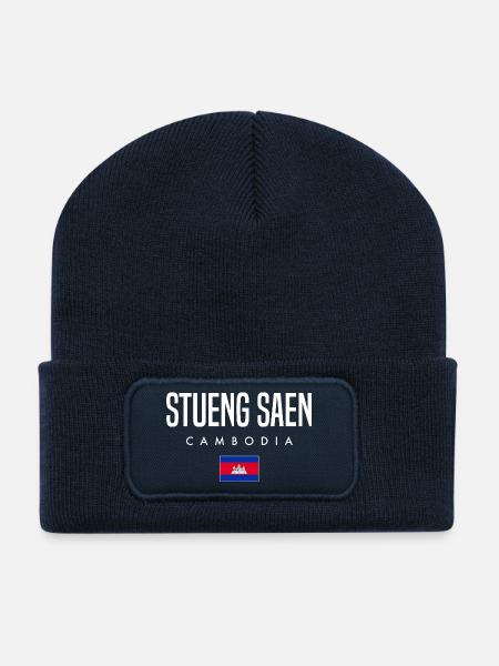 Stueng Saen Cambodge Khmer - Beanie recyclé à patch - bleu marine