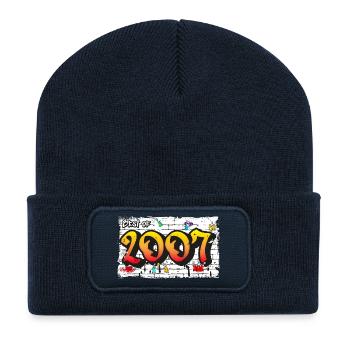Best of 2007 Graffiti – 18 ans de street swagger - Beanie recyclé à patch - bleu marine - Devant