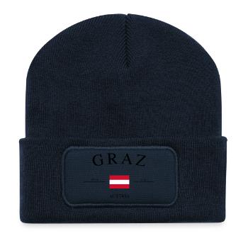 Graz Austria – Holiday Souvenir &amp; Gift - Recycled Patch Beanie - french navy - Front