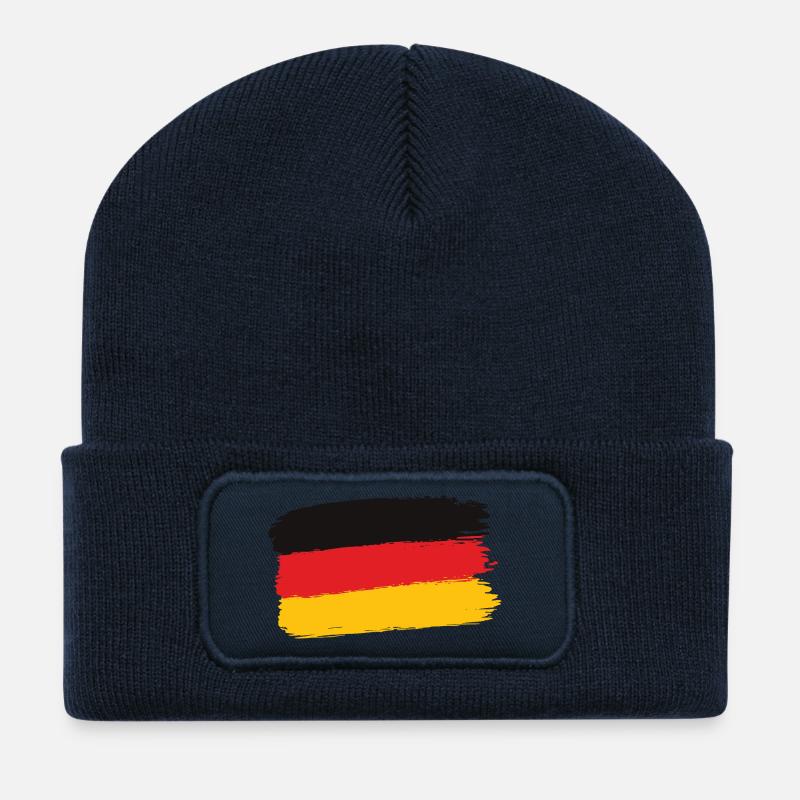 Deutschland Flagge Pinselstrich - Recycelte Patch Beanie - French Navy